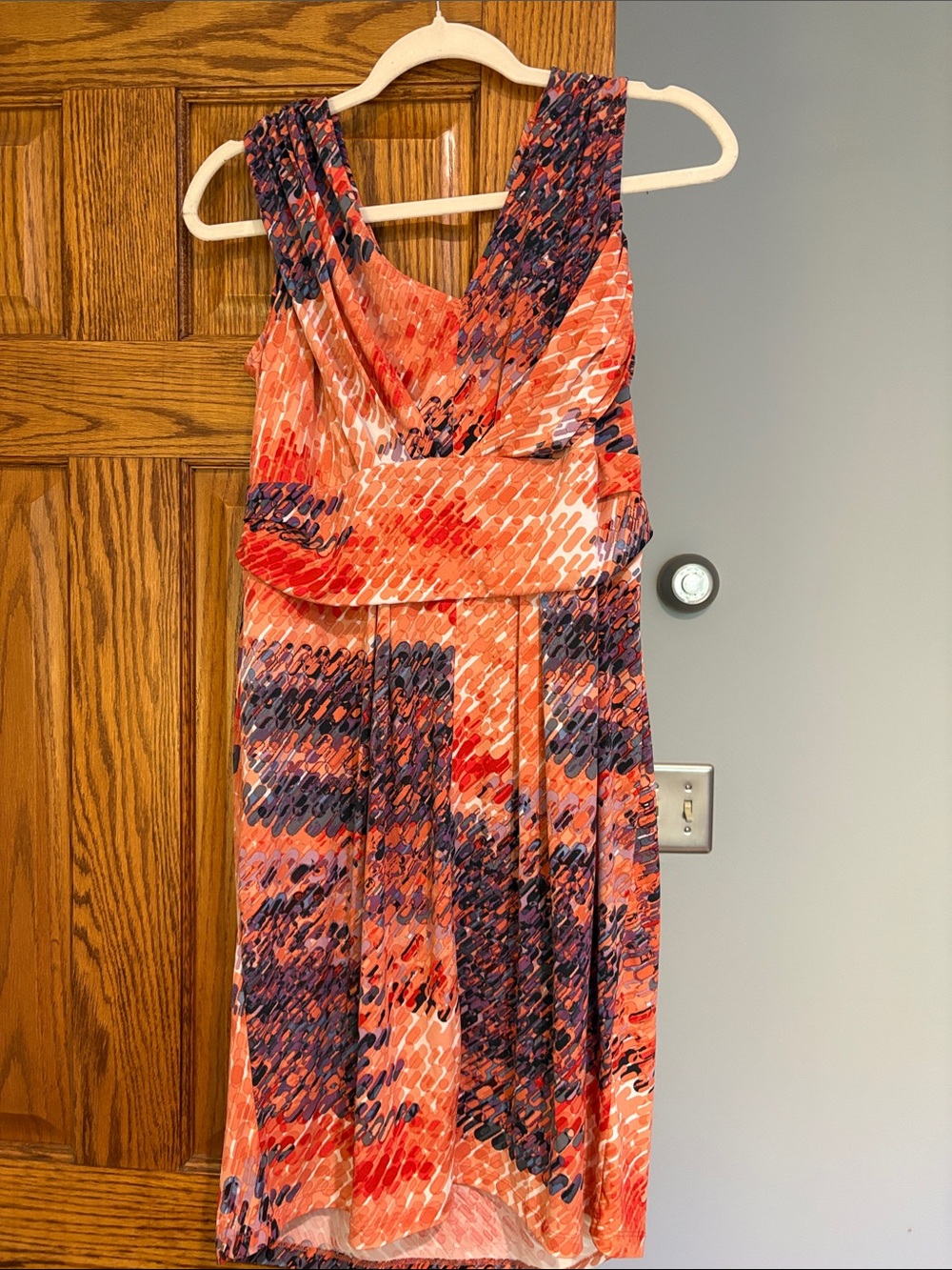 Simply Vera Vera Wang Orange and Purple Midi Dress. Size L like new